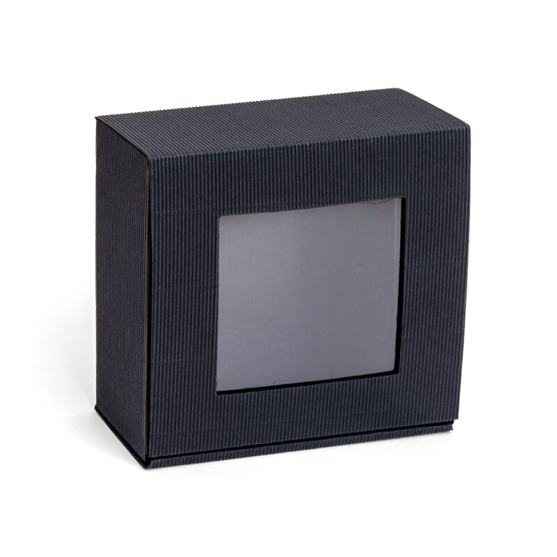 Karton fasonowy z okienkiem 4W czarny - tektura ozdobna