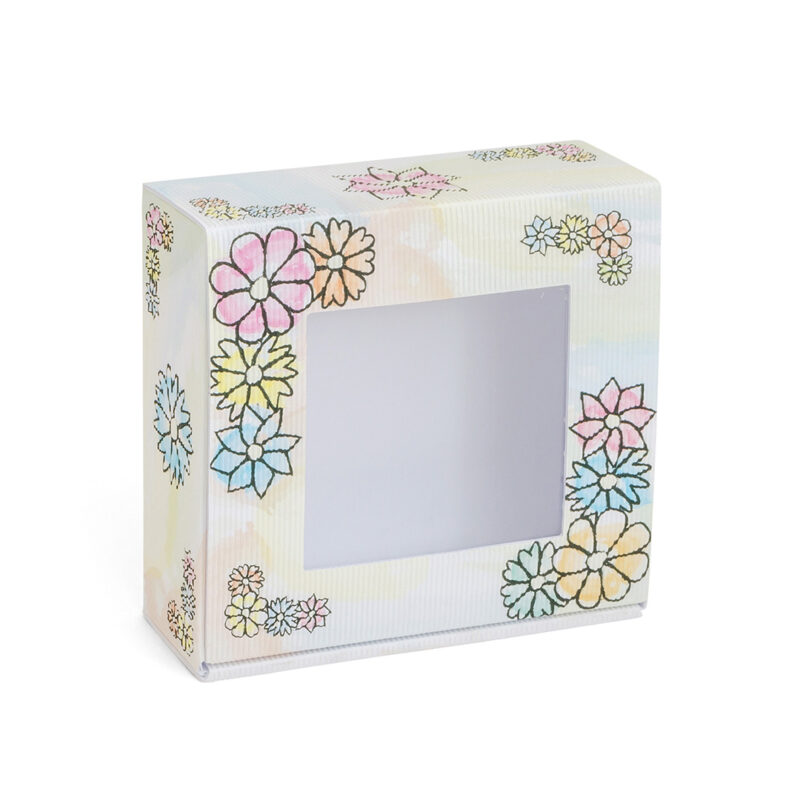 Karton fasonowy z okienkiem 4W - kolorowe kwiatki